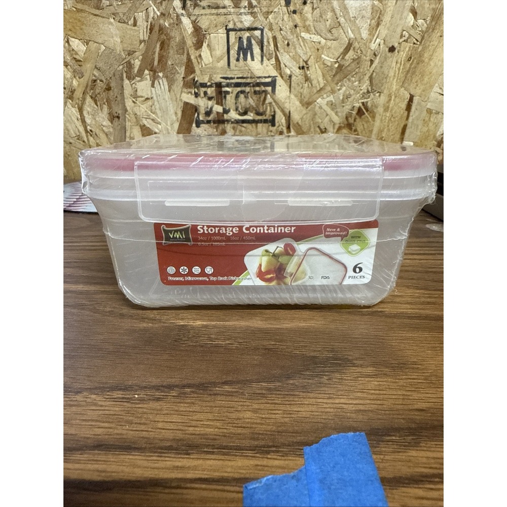 VMI Storage Container 6-Piece Set BPA Free Microwave Freezer‎ Safe Quick Click